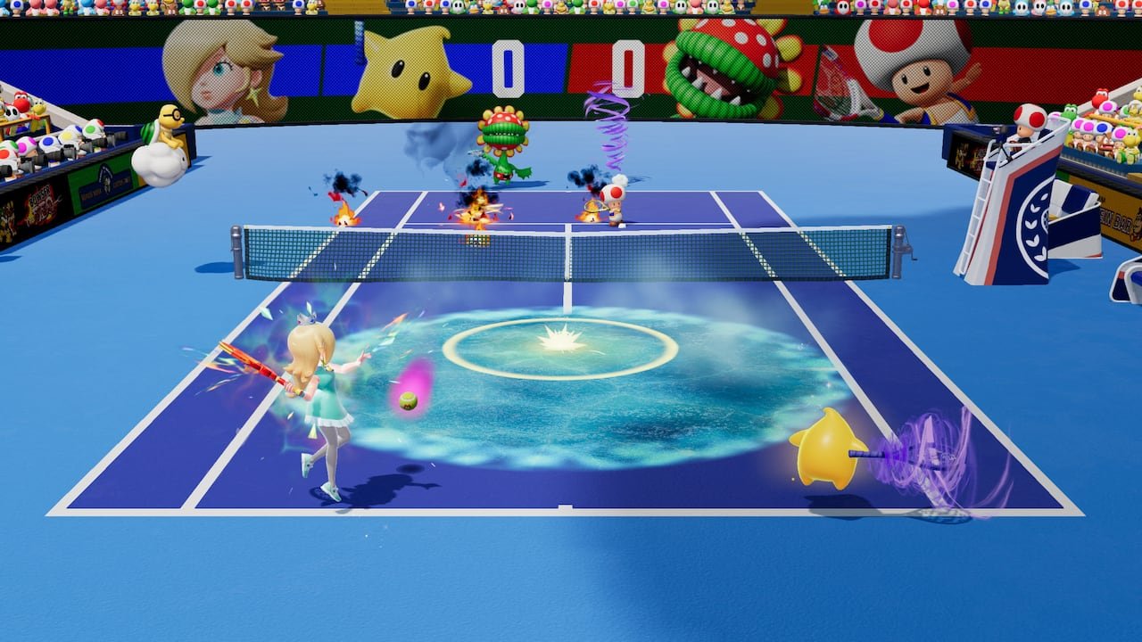 default-548 video game screenshot of Mario characters playing tennis.