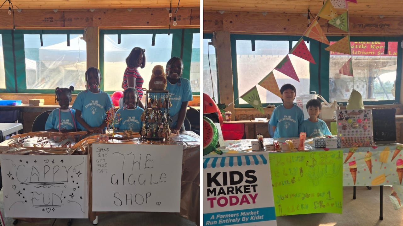 default-192 Kids booth at a farmer's market.